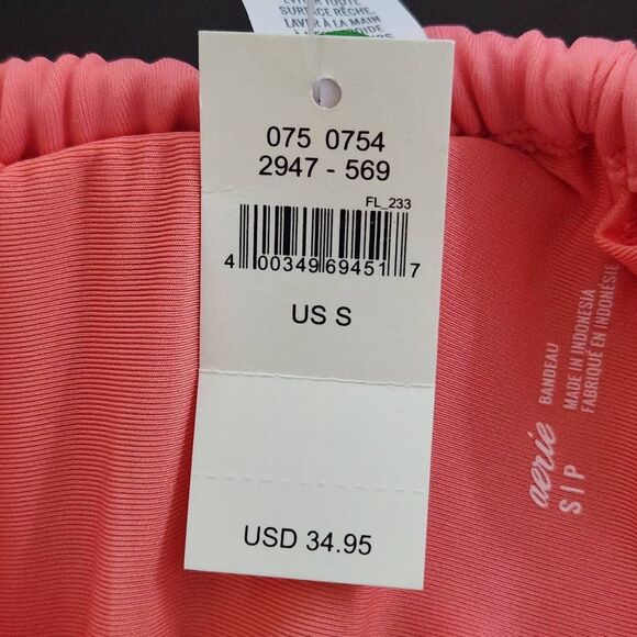Aerie Pink Bikini Top NWT Size Small Gathered Bandeau Bikini Top - Picture 6 of 9